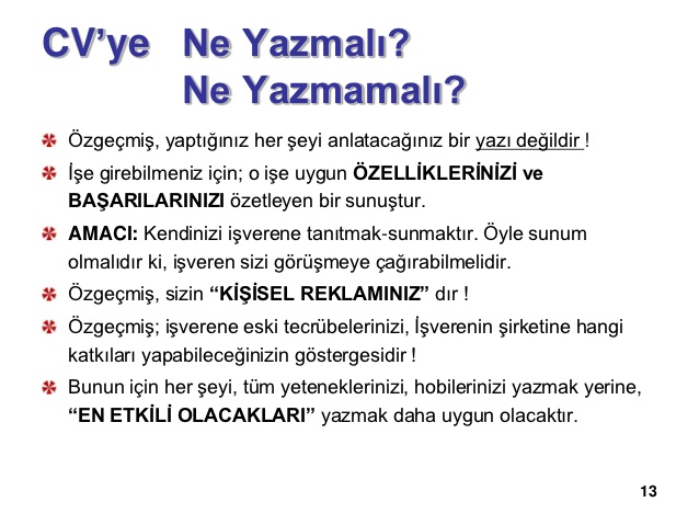 CV (Özgeçmiş) Yazmak